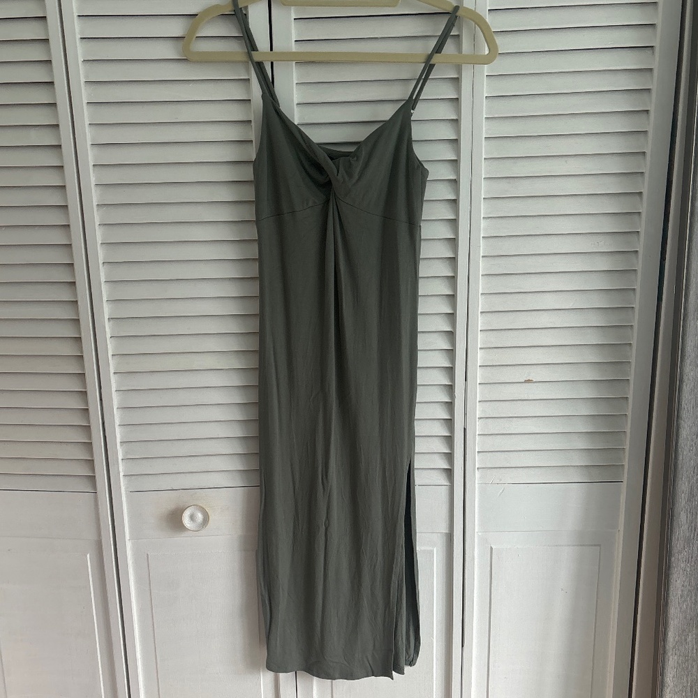 Army green midi dress